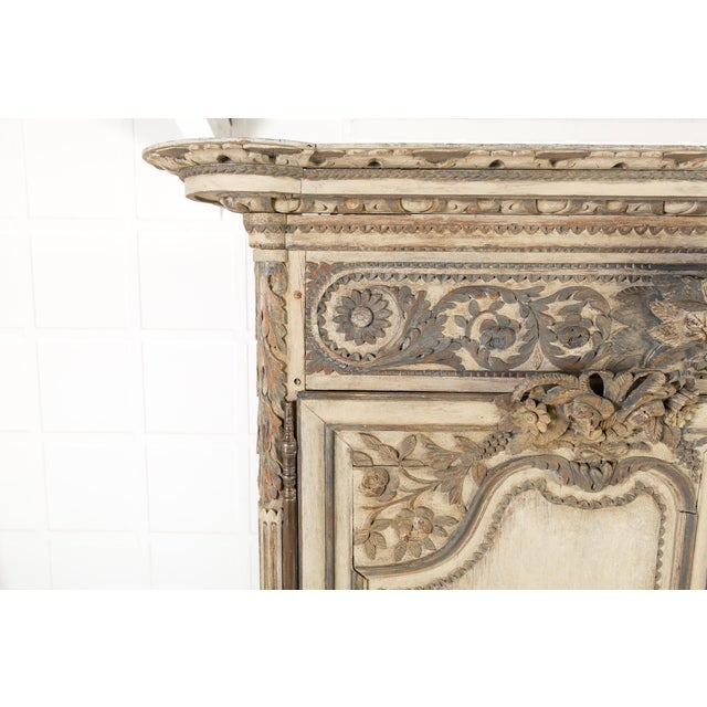 Antique French Painted Armoire in Wood, 1700s For Sale - Image 5 of 18