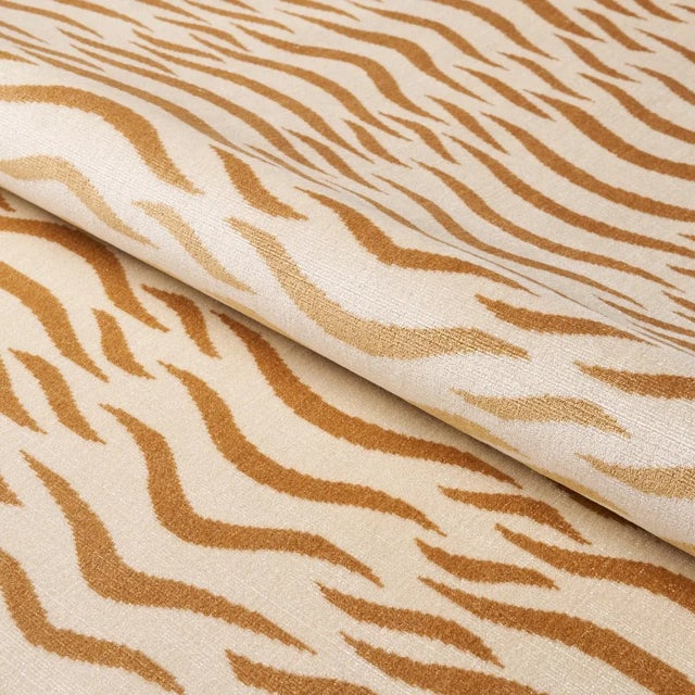 Schumacher SAMPLE - Schumacher Sabi Tiger Velvet Fabric In Camel For Sale - Image 4 of 4