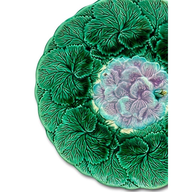 Late 19th Century Beautiful 1880s Antique Victorian Majolica Dish With Bracket for Wall Plate Hanging Display - Great Colors For Sale - Image 5 of 18