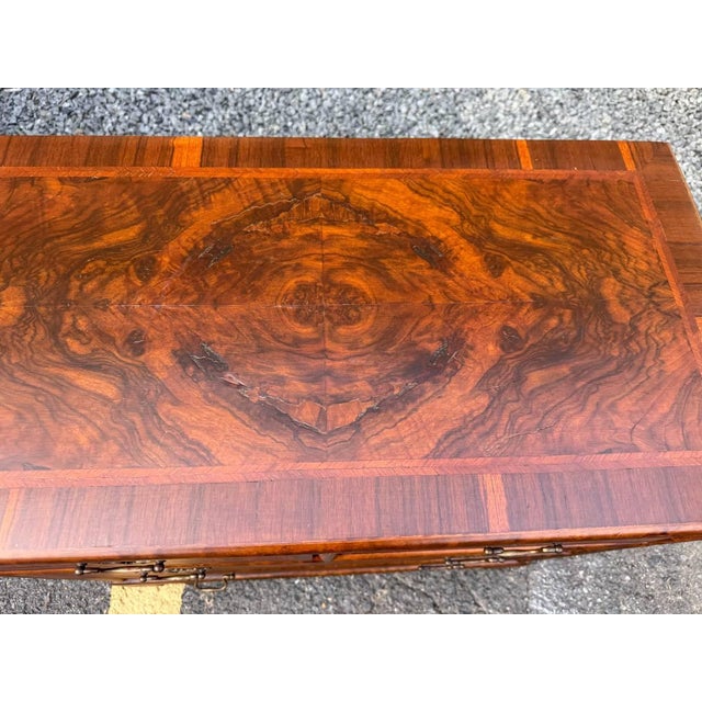 Antique Georgian Style Burr Walnut Chest of Drawers For Sale - Image 4 of 17