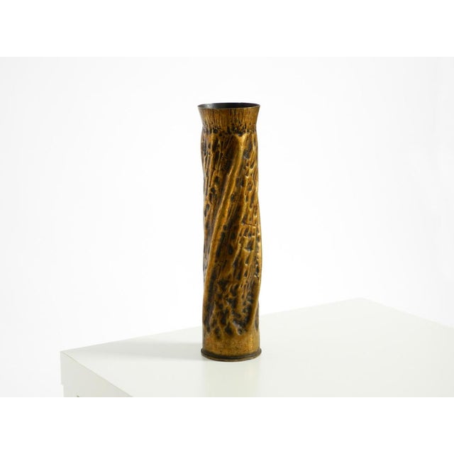 Brutalist Large Vintage Brutalist Brass Vase, 1975 For Sale - Image 3 of 18