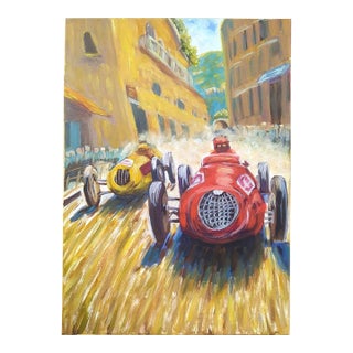Iryna Kirichenko Car Racing Scene — Original Oil Painting on Canvas For Sale