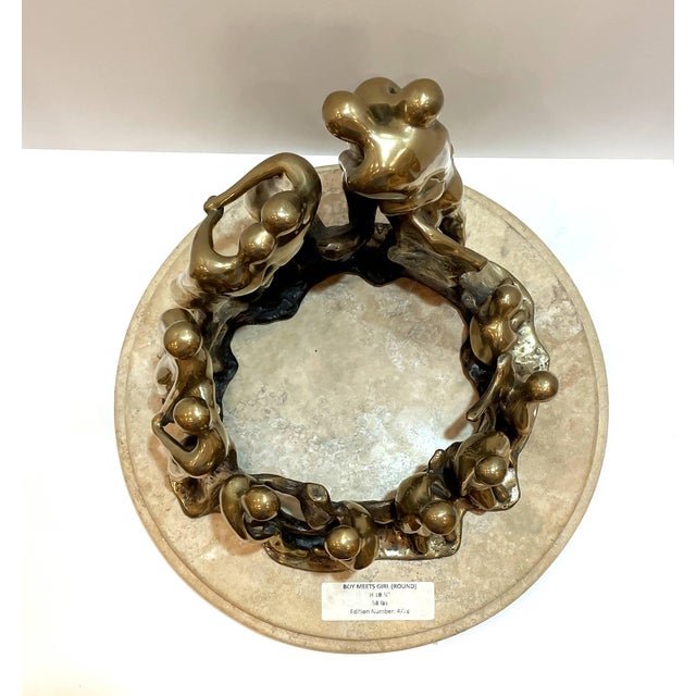 Metal Late 20th Century Signed Marshak 4/20 "Boy Meets Girl" Figural Bronze Sculpture For Sale - Image 7 of 11