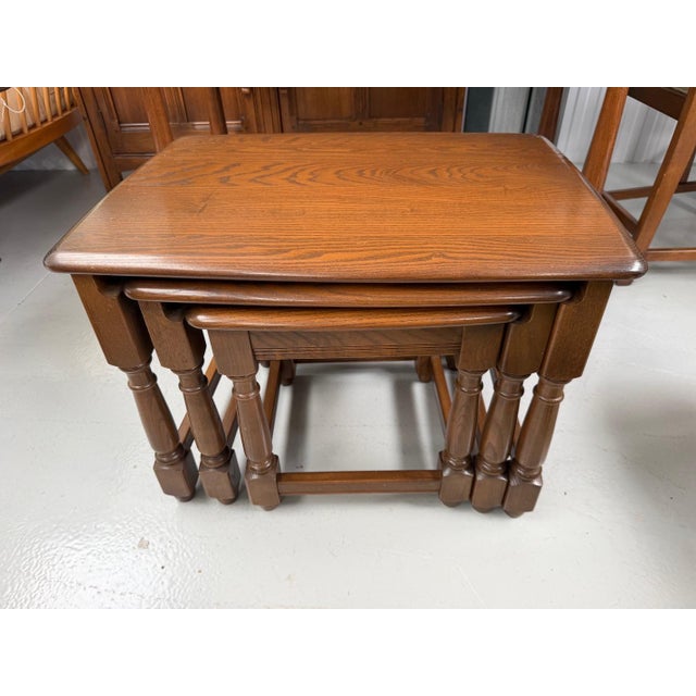 Wood Golden Dawn Nesting Tables by Lucian Ercolani for Ercol, 1960s, Set of 3 For Sale - Image 7 of 8