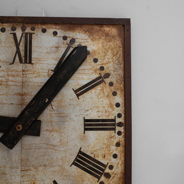 1920s French Industrial Metal Wall Clock Face For Sale In Greensboro - Image 6 of 18