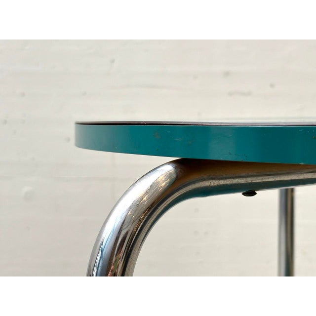 Bauhaus Loop Table with Petrol-Colored Resopal Coating, 1960s For Sale - Image 12 of 17