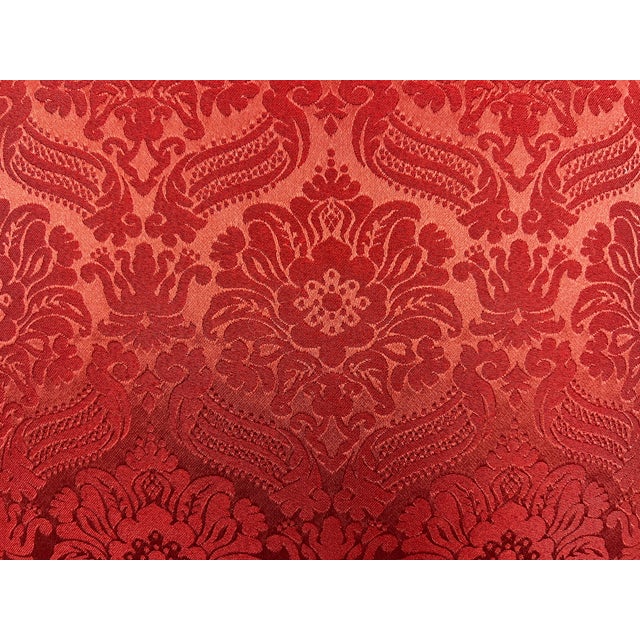 Pair of Antique Hand Stitched Exotic Floral Needlepoint Cushions/Pillows-Red Damask Backing For Sale In West Palm - Image 6 of 10