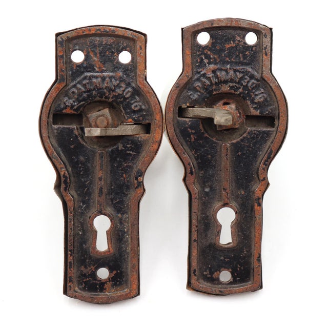 Antique Gilbert Patent Lever Door Knob Set For Sale - Image 4 of 5
