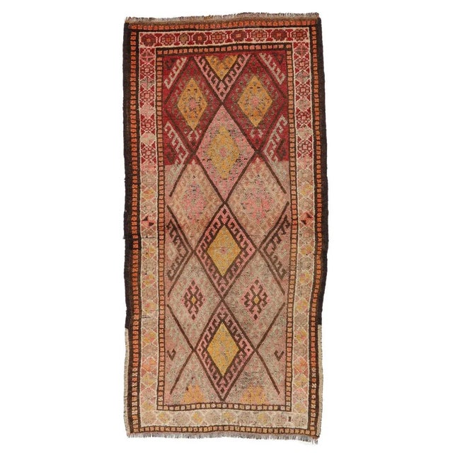 Textile Mid 20th Century Vintage Herki Rug For Sale - Image 7 of 7