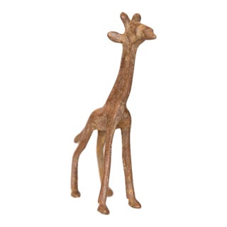 Vintage African Small Copper Giraffe For Sale