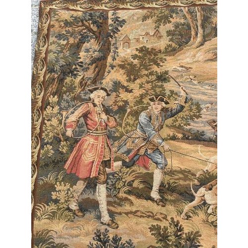 1970s Vintage French Aubusson Style Jacquard Tapestry Hunting with Hounds, 1970s For Sale - Image 5 of 18