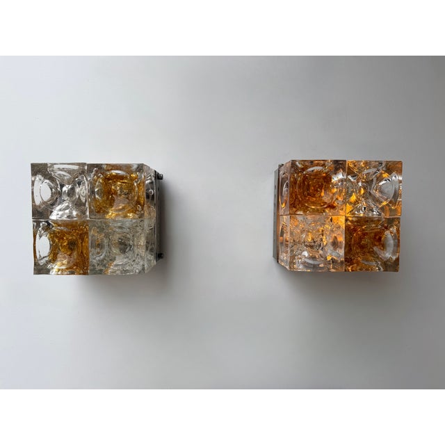 1970s 1970s Glass Cube Square Metal Sconces by Poliarte - a Pair For Sale - Image 5 of 12