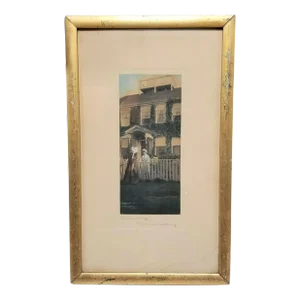 Wallace Nutting Signed "The Last Word" Hand Colored Photo Lithograph