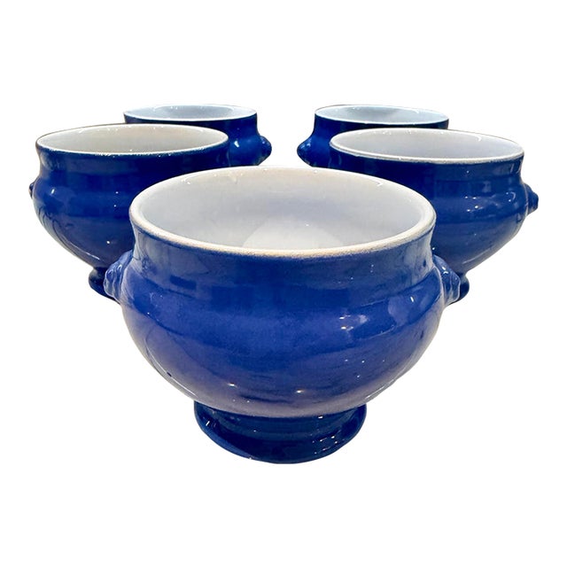 Farmhouse Emile Henry Lions Head Soup Bowls, 5 Set For Sale