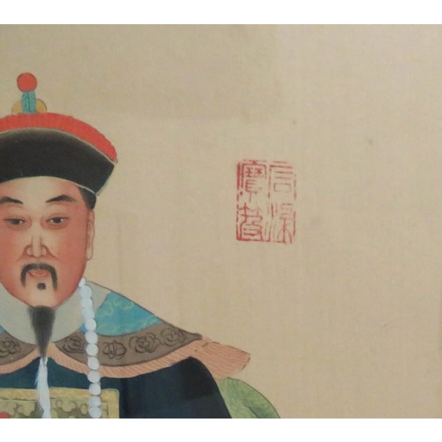 Pair of Antique Chinese Ancestral Portrait Watercolor Paintings Asian Oriental For Sale In Providence - Image 6 of 8