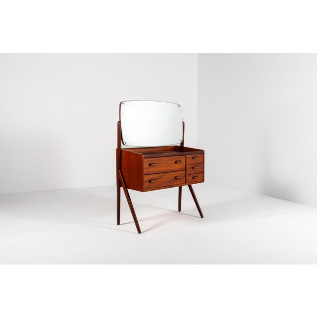 Mid-Century Danish Teak Vanity Table with Black Glass Top, 1960s For Sale - Image 14 of 14