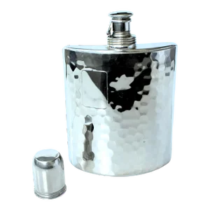 "Made in Germany" Hammered Hip Flask Liquor Leather Covered