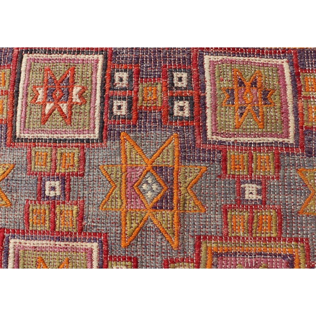 Red Vintage Turkish Kilim Rug With Intricate Geometric Motifs and Vibrant Hues 6'0 X 8'4 For Sale - Image 8 of 10