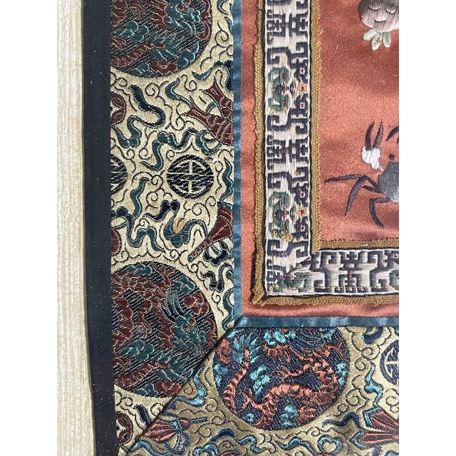 Three Antique Chinese Chinoiserie Embroidered Silk Oanels Framed For Sale In Miami - Image 6 of 11