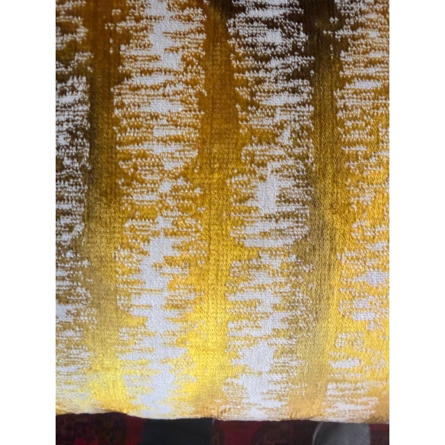 Hand Dyed Gold Velvet Ikat Design Pillow With New Insert For Sale - Image 4 of 8