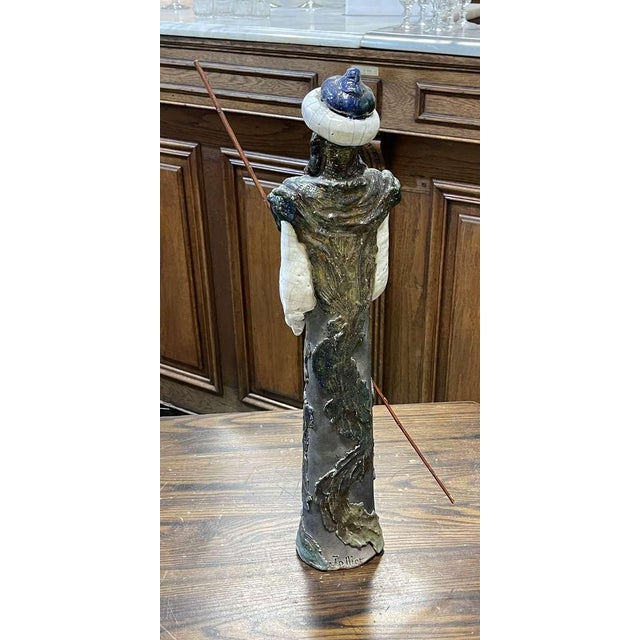 Tuareg in Glazed Terracotta and Ceramic by Jollier, 1950s For Sale - Image 3 of 10