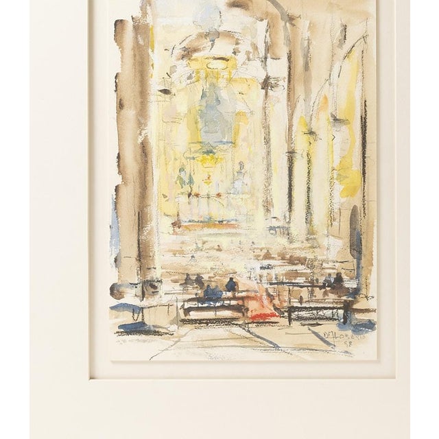 Watercolor - Dagoberto Silva. Interior of Porto Cathedral. Watercolor on paper. Signed. Dimensions: 38x28 cm