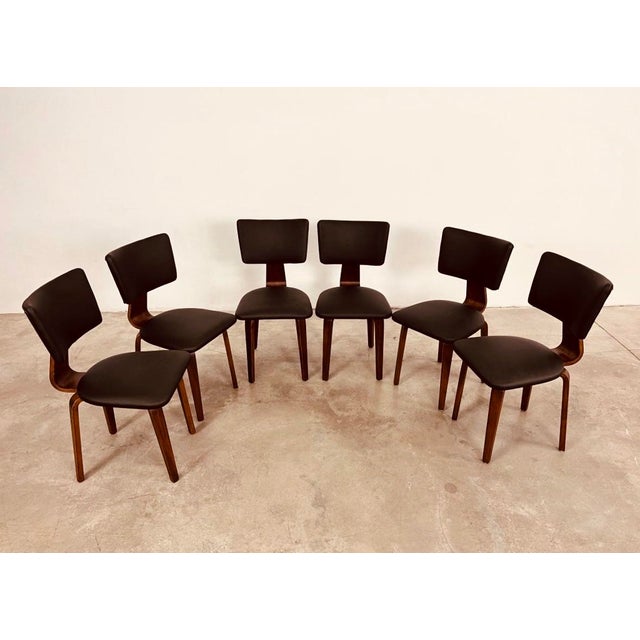 Set of 6 exquisite mid-century dining chairs Attributed to Dutch designer Cor Alons for Gouda den Boar in the 1950s. The...