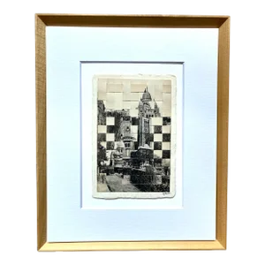 Paris, Montmartre, Hand Cut and Woven Vintage Photo-Postcards, Framed