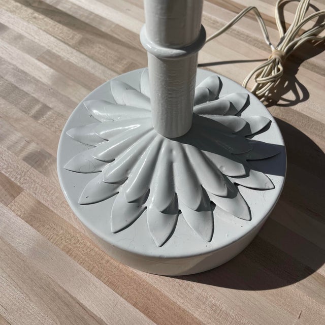 Hollywood Regency Vintage Tole Painted Metal Palm Tree Form Table Lamps, a Pair For Sale - Image 3 of 12