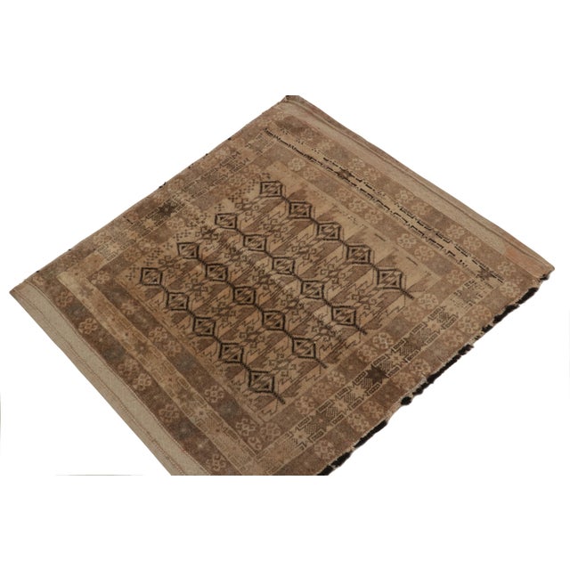 Rug & Kilim Vintage Baluch Persian Rug in Beige-Brown & Black Tribal Geometric Pattern For Sale - Image 4 of 6