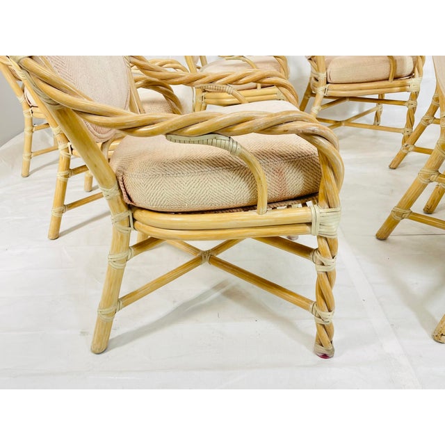 Brown Vintage McGuire Bamboo Oval Dining Table With Six Matching Chairs, San Francisco For Sale - Image 8 of 18