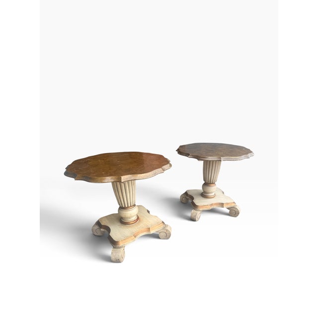 Pair of Katherine Henick Neoclassical Gilt & Painted Side Tables / Plant Stands For Sale - Image 4 of 17