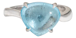 Mid 20th Century Bulgari Mediterranean Eden Ring 18k White Gold Blue Topaz Estate Signed, Size 5