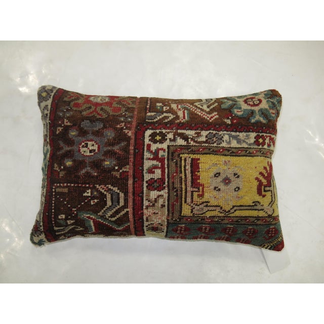 Folk Art Zabihi Collection Lumbar Turkish Rug Pillow For Sale - Image 3 of 4