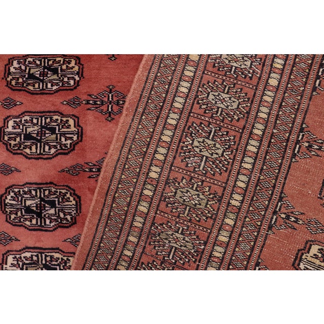 Rose Southwestern Bokhara Desirae Pink Green Hand Knotted Rug For Sale - Image 8 of 9