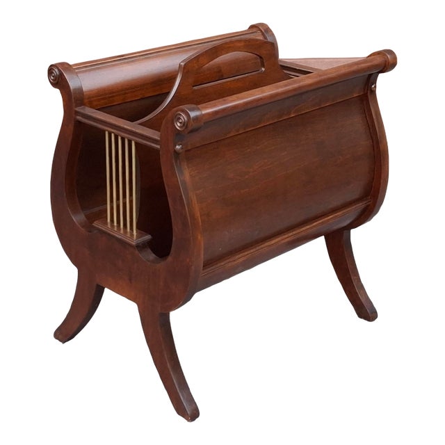 Early 20th Century Ferguson Bros. Walnut Lyre Harp Form Magazine Holder For Sale