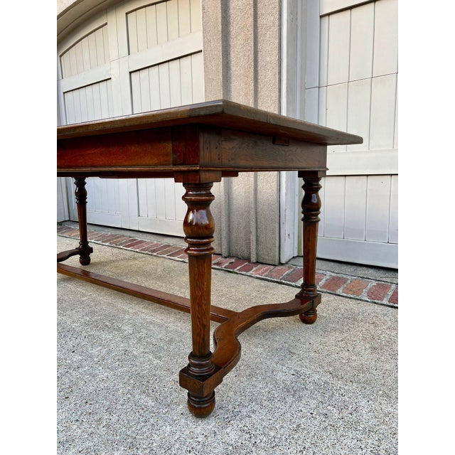 Antique English Oak Refectory Dining Table Jacobean Double Leaf 10 Ft. C1930 For Sale - Image 9 of 18