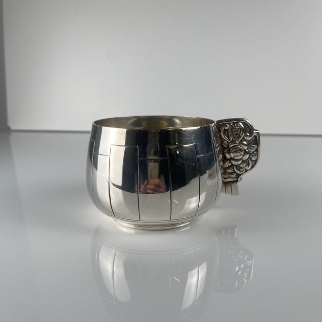 Art Deco Silver-Plated Cups and Saucers from Corbière & Vuillermoz, France, 1920s, Set of 4 For Sale - Image 10 of 18
