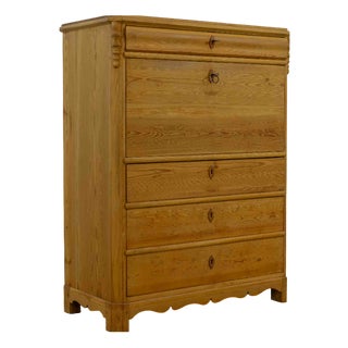 Antique Biedermeier Secretary in Softwood and Burlwood, 19th Century For Sale