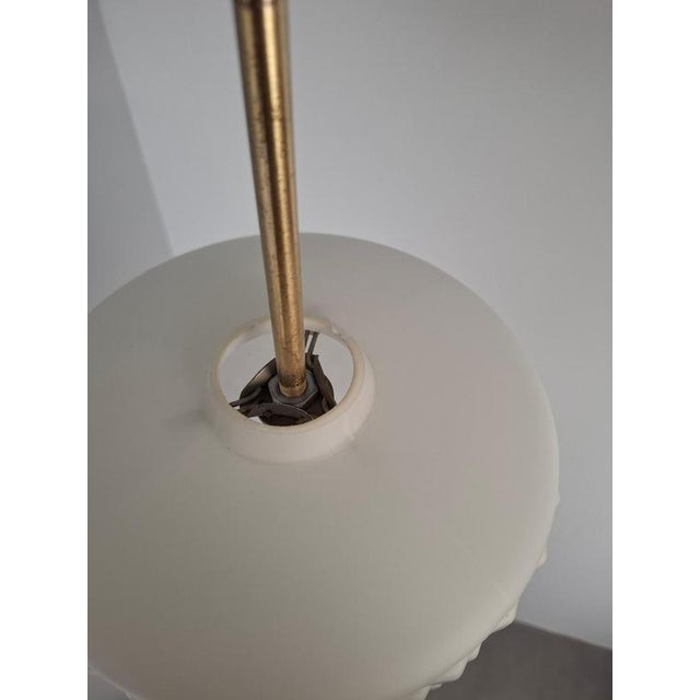 Gold Mid-Century Modern Pendant Lamp in Textured Glass and Brass, Czechoslovakia, 1970s For Sale - Image 8 of 18