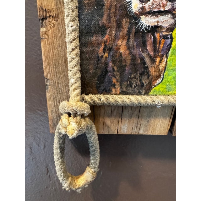 2020s "Up Lifted" Original Acrylic Painting~ Willie Britt~ This Painting Captures an Intimate Exchange Between a Cow and Her Calf. For Sale - Image 5 of 7