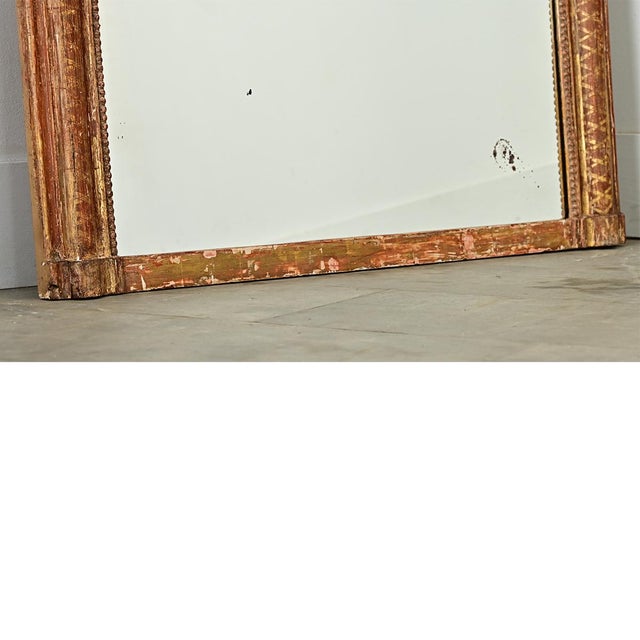 Wood French 19th Century Patinated Gold Gilt Mantel Mirror For Sale - Image 7 of 9