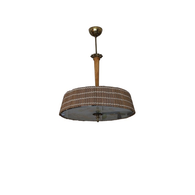Pendant Lights attributed to Paavo Tynell with Hand-Painted Glass Diffusers attributed to Kyllikki Salmenhaara for Taito Oy, Finland, 1940s, Set of 2 For Sale - Image 16 of 18