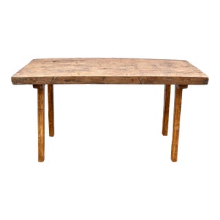 Vintage Oak Pig Bench Butcher's Block Table. For Sale