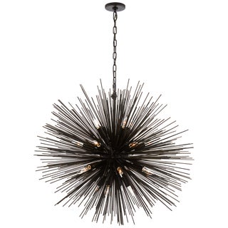 Kelly Wearstler for Visual Comfort Signature Strada Large Round Chandelier in Aged Iron For Sale