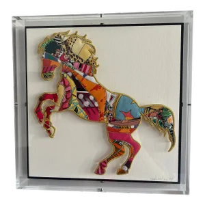 Pure Painted Bronco Original Textile Art by Stephen Wilson