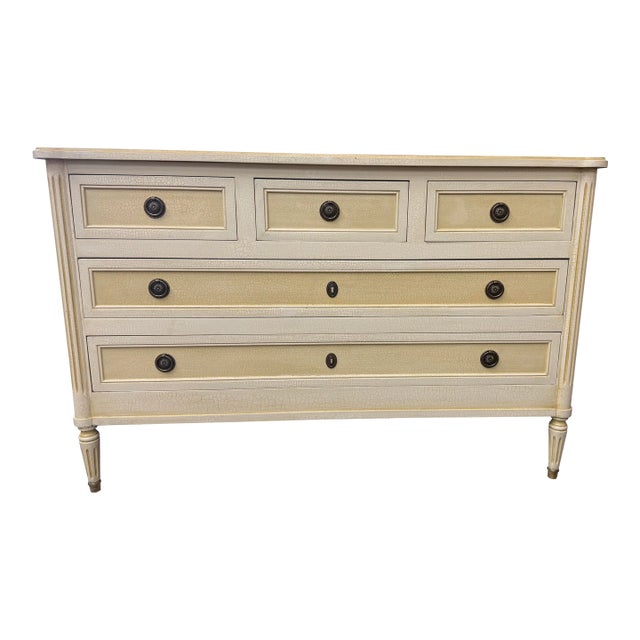 Early 20th Century French Louis XVI Creme Peinte Commode For Sale