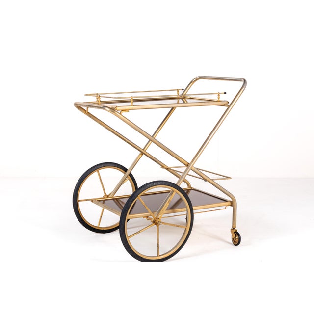 Mid-Century Modern Vintage Folding Bar Cart Trolley, 1960s For Sale - Image 3 of 11