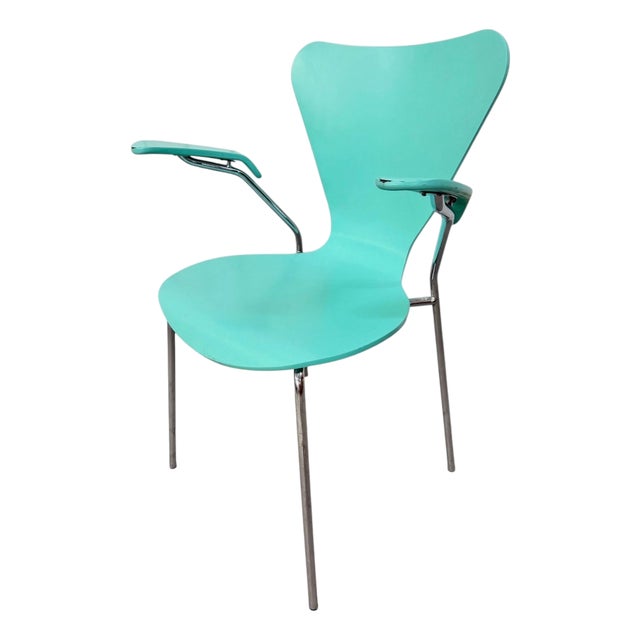 Vintage Italian Modern Turquoise Arm Chair For Sale