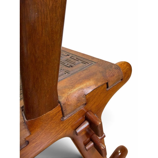 Wood 1960s Ecuadorian Mid-Century Tooled Leather Rocking Chair Attributed to Angel Pazmiño for Muebles De Estilo For Sale - Image 7 of 7
